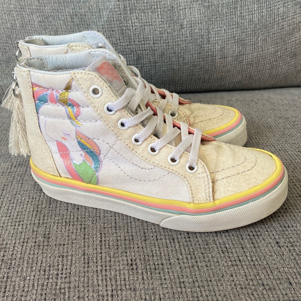 Vans SK8-Hi Zip unicorn sparkly high top girls shoes size 13
